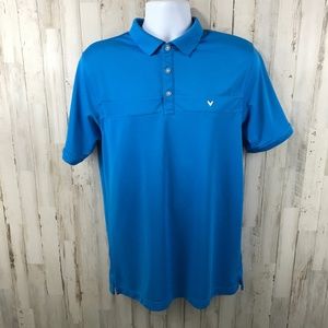 Callaway Mens Polo Golf Shirt M Blue opti-dri Short Sleeve Q14